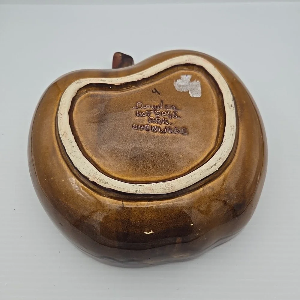 Dryden Glazed Pottery Apple Fruit‎ Bowl Dish Ovenware Kitchenware Brown Green